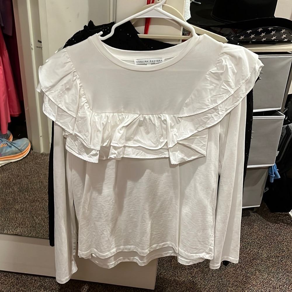 White ruffle English factory top